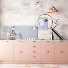 Wide-format tempered glass kitchen wall panel with metal backing - and without:  Cotton flower