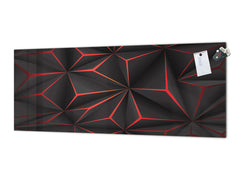 Wide-format tempered glass kitchen wall panel with metal backing - and without:  Futuristic multicorner