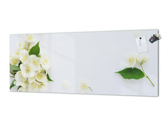 Toughened printed glass backsplash - Wideformat steel coated wall glass splashback: Jasmine flowers f
