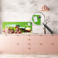 Toughened printed glass backsplash - Wideformat steel coated wall glass splashback: Wine on green