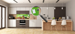 Toughened printed glass backsplash - Wideformat steel coated wall glass splashback: Wine on green