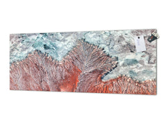 Toughened printed glass backsplash - Wideformat steel coated wall glass splashback:  Autumn deserts of Africa from the air