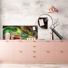 Toughened printed glass backsplash - Wideformat steel coated wall glass splashback:  Modern art background