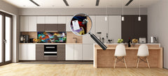 Stunning glass wall art - Wide format  backsplash with magnetic properties:  Organic flames