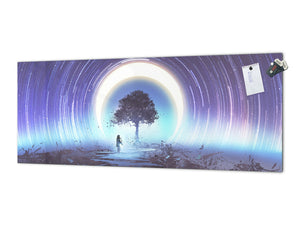 Stunning glass wall art - Wide format  backsplash with magnetic properties:  Magic tree of light