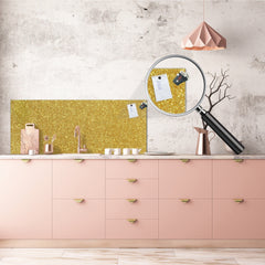 Stunning glass wall art - Wide format  backsplash with magnetic properties:  Gold glitter