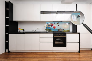 Stunning glass wall art - Wide format  backsplash with magnetic properties:  Baloons in Thailand
