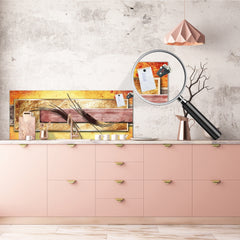 Stunning glass wall art - Wide format  backsplash with magnetic properties:  Contemp art