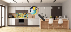 Stunning glass wall art - Wide format  backsplash with magnetic properties:  Silk flower print