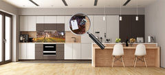 Stunning glass wall art - Wide format  backsplash with magnetic properties:  Sunny Landscape Of Trees