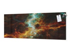 Stunning glass wall art - Wide format  backsplash with magnetic properties:   Fractal  universe