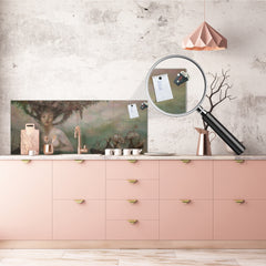 Stunning glass wall art - Wide format  backsplash with magnetic properties:   Water goddess