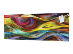Wide format Wall panel with magnetic and non-magnetic metal sheet backing: Wavy forms modern art