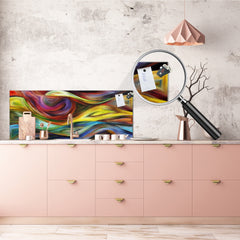 Wide format Wall panel with magnetic and non-magnetic metal sheet backing: Wavy forms modern art
