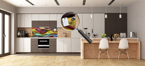 Wide format Wall panel with magnetic and non-magnetic metal sheet backing: Wavy forms modern art