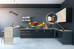 Wide format Wall panel with magnetic and non-magnetic metal sheet backing: Wavy forms modern art