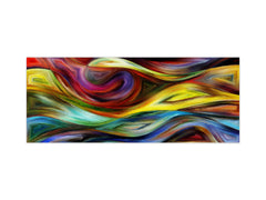 Wide format Wall panel with magnetic and non-magnetic metal sheet backing: Wavy forms modern art