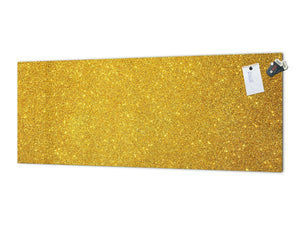 Wide format Wall panel with magnetic and non-magnetic metal sheet backing: Gold sparkling  background