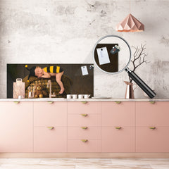 Wide format Wall panel with magnetic and non-magnetic metal sheet backing: Cute baby in bee outfit 2