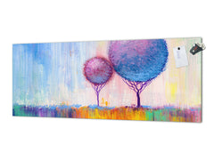 Tempered Glass magnetic and non magnetic splashback in wide-format: Landscape ornamental trees