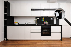 Tempered Glass magnetic and non magnetic splashback in wide-format: Face in colors