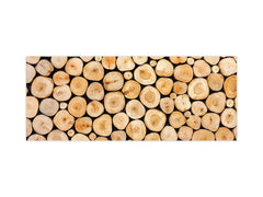 Tempered Glass magnetic and non magnetic splashback in wide-format: Wood log pile