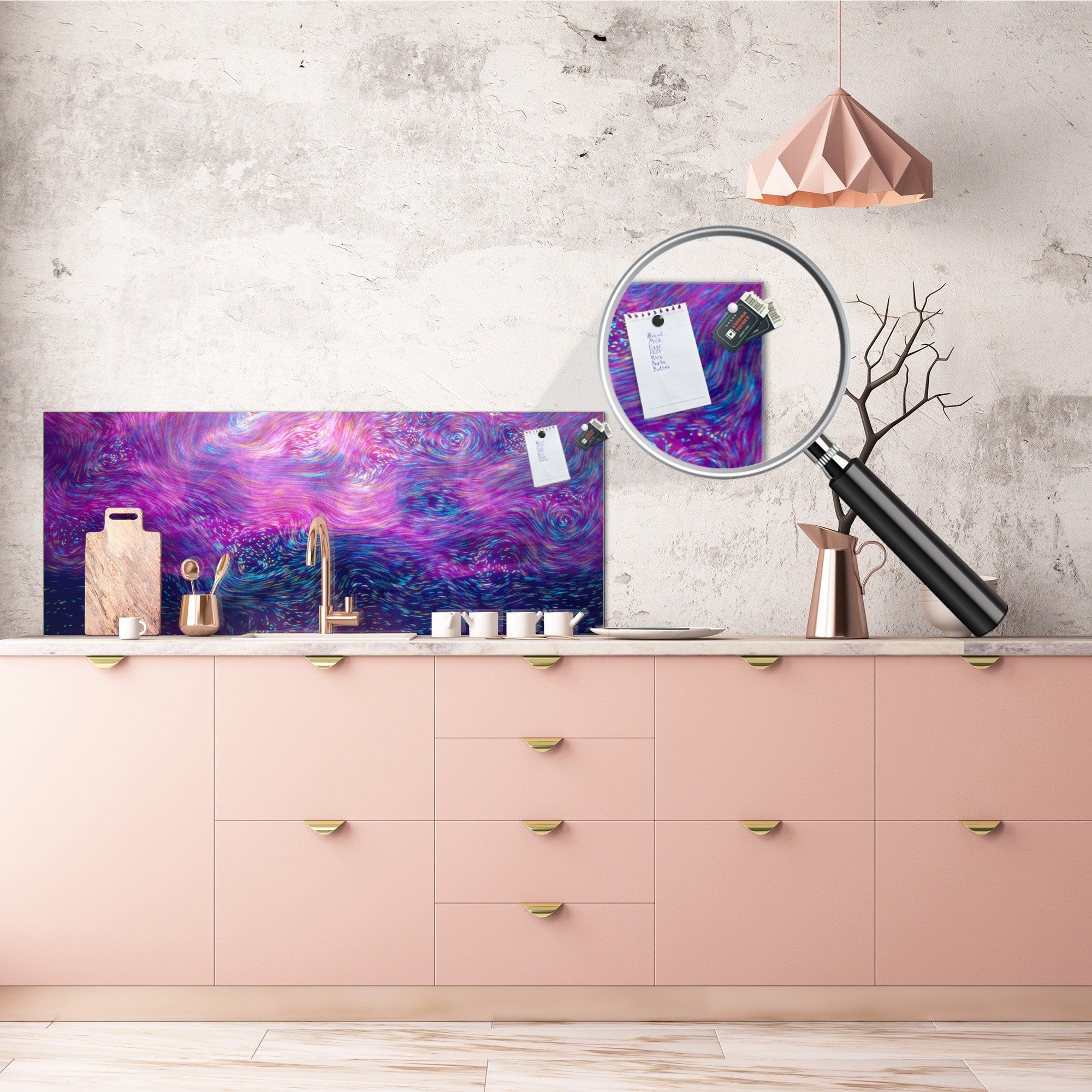 Tempered Glass magnetic and non magnetic splashback in wide-format: Digital painting in Vincent Van Gogh style