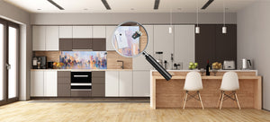 Tempered Glass magnetic and non magnetic splashback in wide-format: City landscape in water