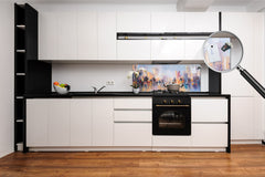 Tempered Glass magnetic and non magnetic splashback in wide-format: City landscape in water