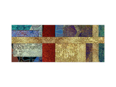 Glass kitchen panel with and w/o stainless steel back-coating: Shabby golden texture