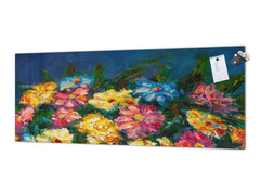 Glass kitchen panel with and w/o stainless steel back-coating: Flowers paintings monet