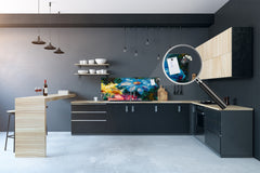 Glass kitchen panel with and w/o stainless steel back-coating: Flowers paintings monet 2