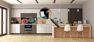 Glass kitchen panel with and w/o stainless steel back-coating: Chameleon tails