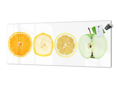 Panel de cocina de vidrio con y sin revestimiento posterior de acero inoxidable: Rodajas de fruta 2 