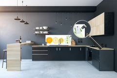 Panel de cocina de vidrio con y sin revestimiento posterior de acero inoxidable: Rodajas de fruta 2 