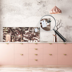 Glass kitchen panel with and w/o stainless steel back-coating: Luxury 3d illustration