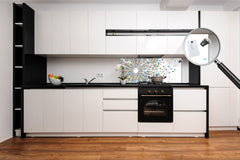 Glass backsplash w/ and w/o metal sheet backing with magnetic properties:   DNA Infographic