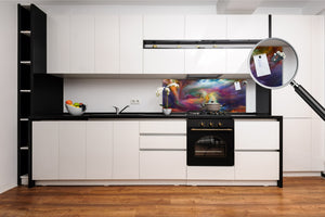 Glass kitchen panel with and w/o stainless steel back-coating: Visions of digital paint