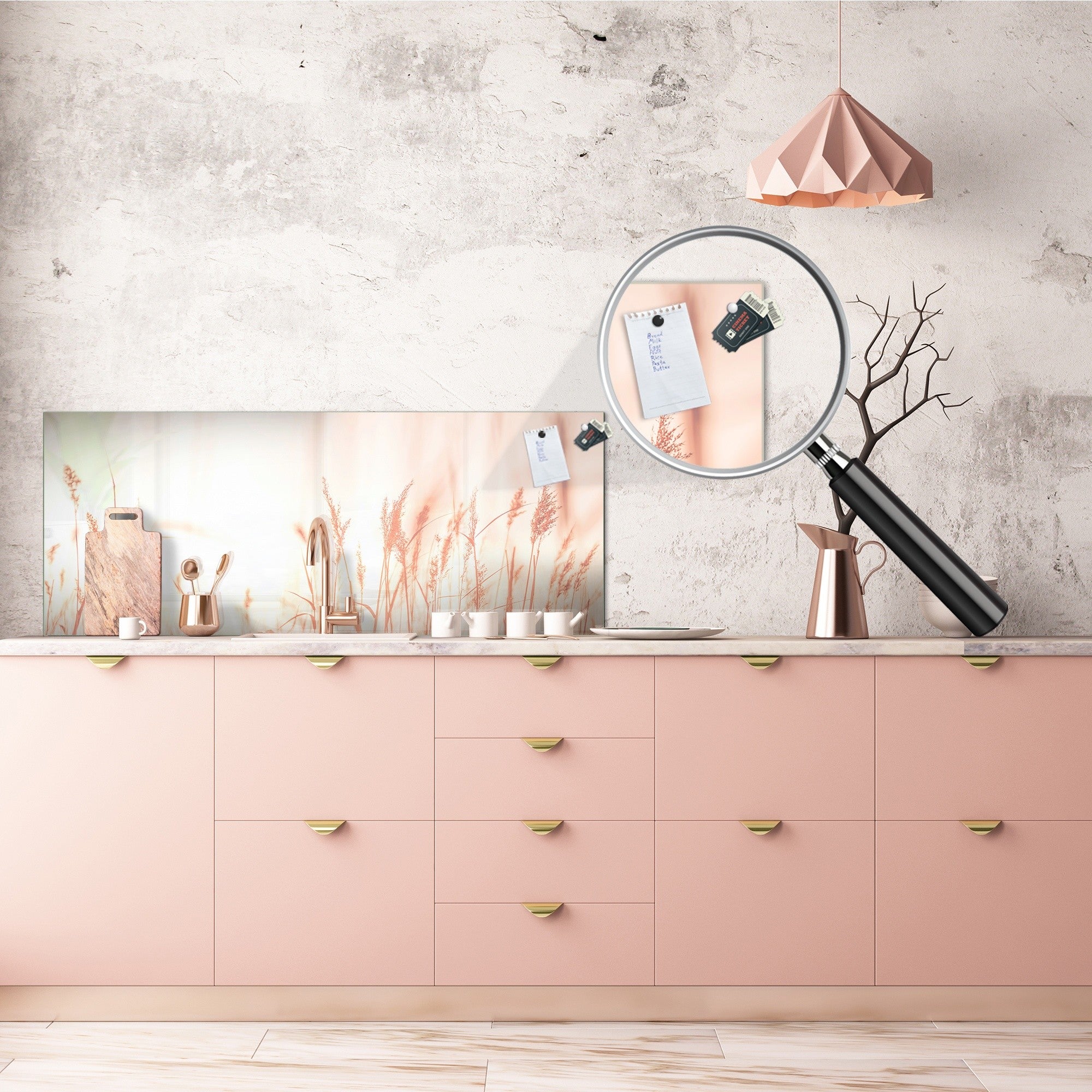 Glass kitchen panel with and w/o stainless steel back-coating: Artistic photography  flowers