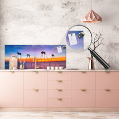 Glass kitchen panel with and w/o stainless steel back-coating: Dali´s elephants in the ocean