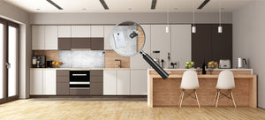 Glass kitchen panel with and w/o stainless steel back-coating: Cotton grunge gray