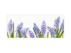 Glass kitchen panel with and w/o stainless steel back-coating: Blue muscari flowers