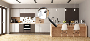 Glass kitchen panel with and w/o stainless steel back-coating: Coffee beans