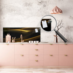 Glass backsplash w/ and w/o metal sheet backing with magnetic properties: Drapery luxury gold 3d illustration