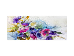 Glass backsplash w/ and w/o metal sheet backing with magnetic properties: Abstract spring flowers