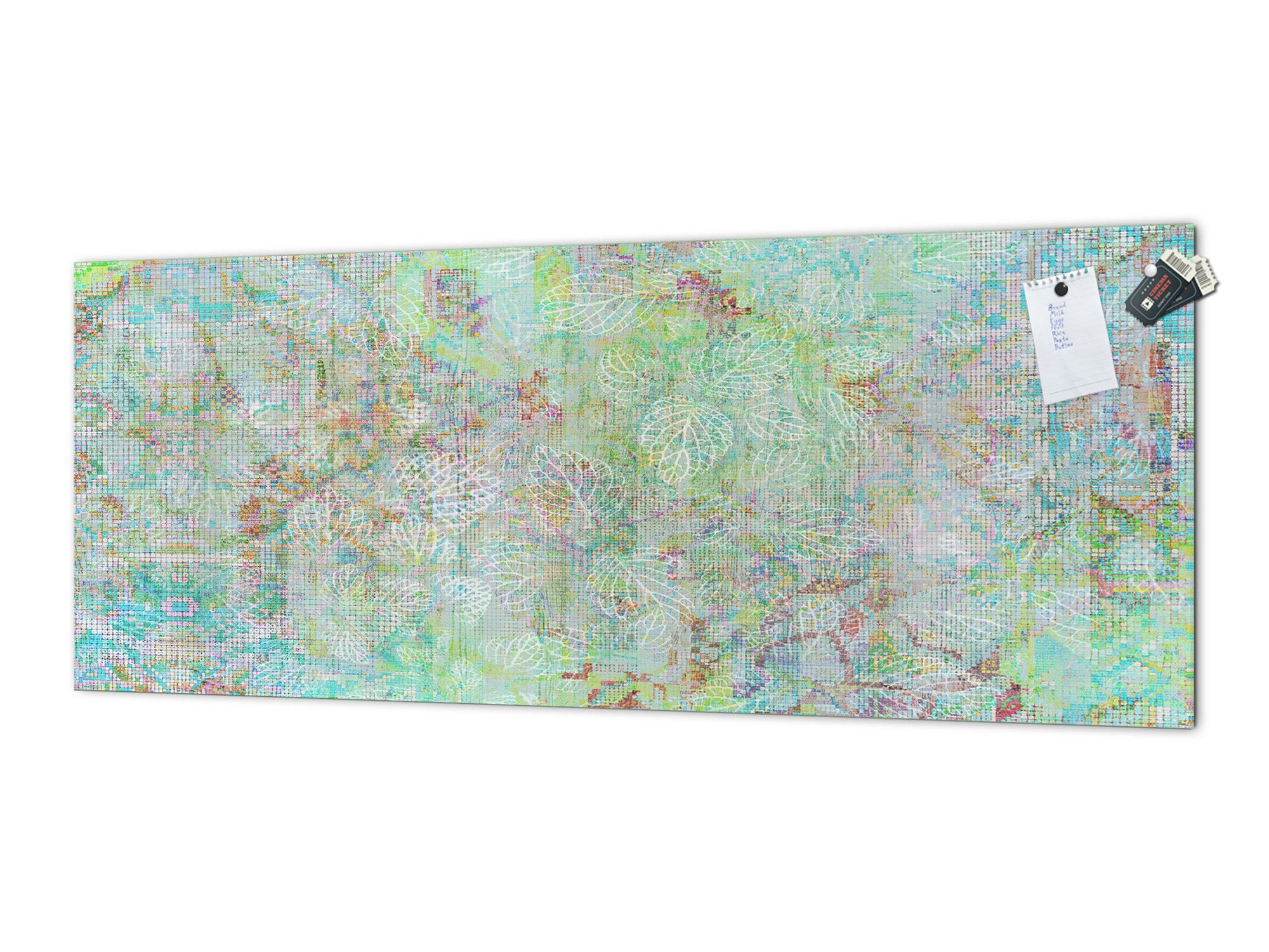 Glass backsplash w/ and w/o metal sheet backing with magnetic properties: Grunge wall art