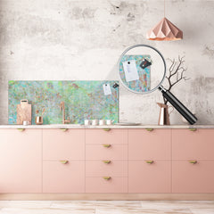 Glass backsplash w/ and w/o metal sheet backing with magnetic properties: Grunge wall art