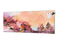 Glass backsplash w/ and w/o metal sheet backing with magnetic properties: Blue purple sky  painting