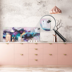 Large format horizontal backsplash - magnetic and non magnetic tempered glass: Hand drawn brush stroke