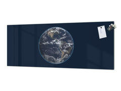 Large format horizontal backsplash - magnetic and non magnetic tempered glass: Planet earth  from satellite